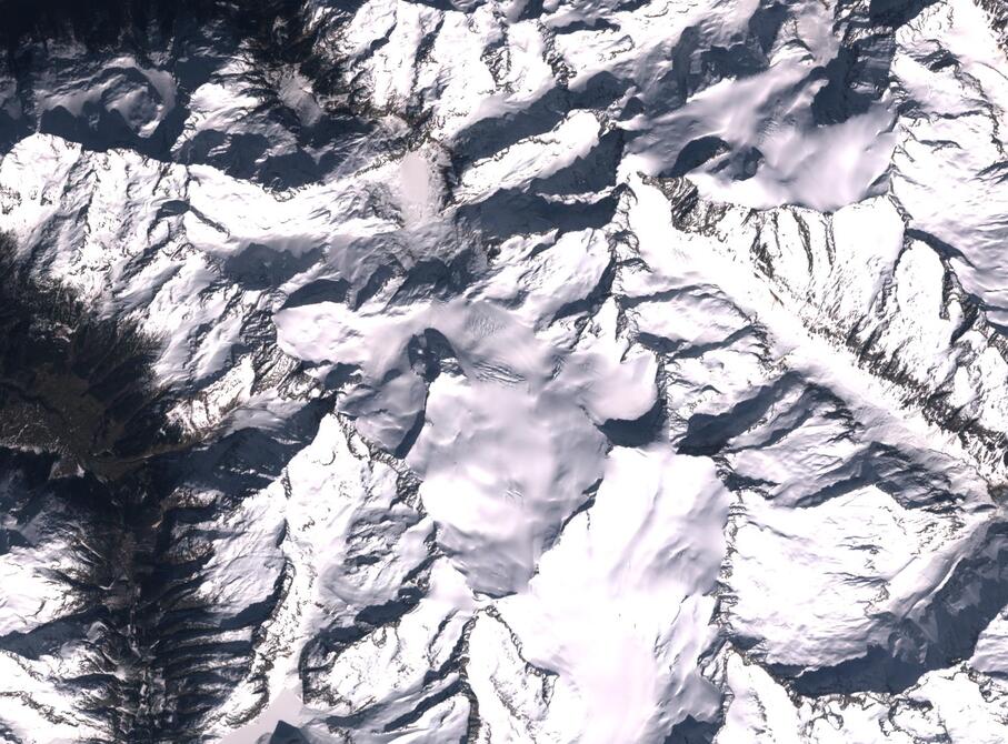 Aerial view of Rhone Glacier