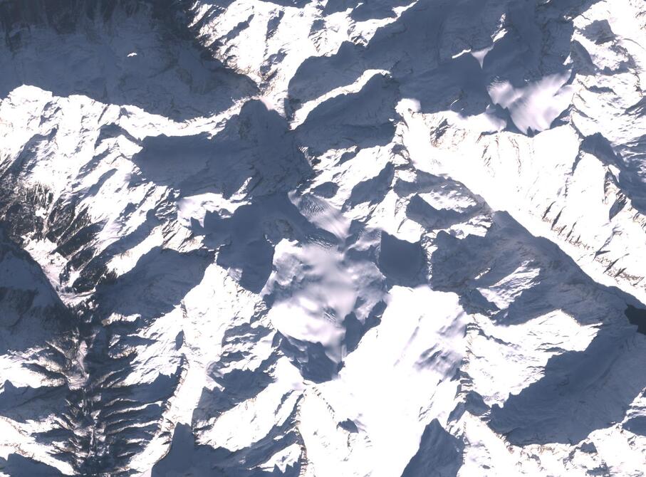 Aerial view of Rhone Glacier