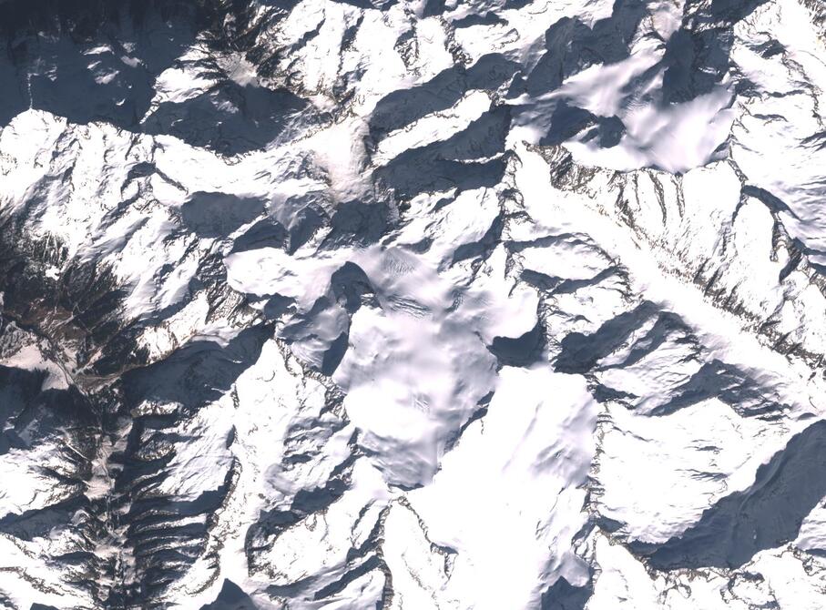 Aerial view of Rhone Glacier