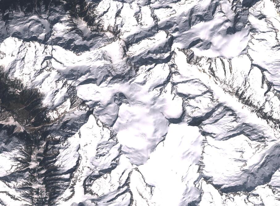 Aerial view of Rhone Glacier