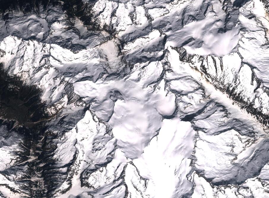 Aerial view of Rhone Glacier