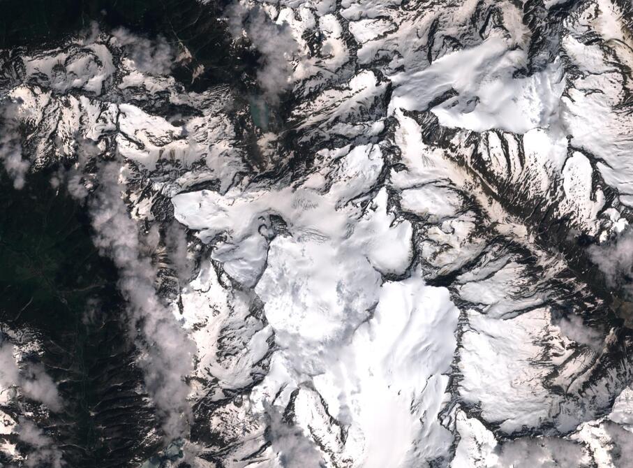 Aerial view of Rhone Glacier