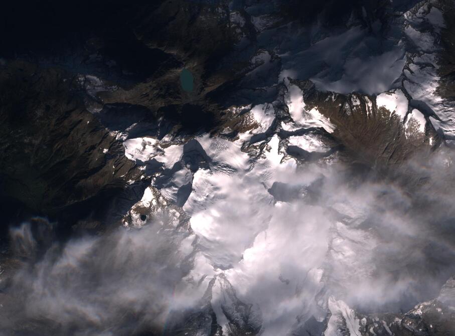 Aerial view of Rhone Glacier