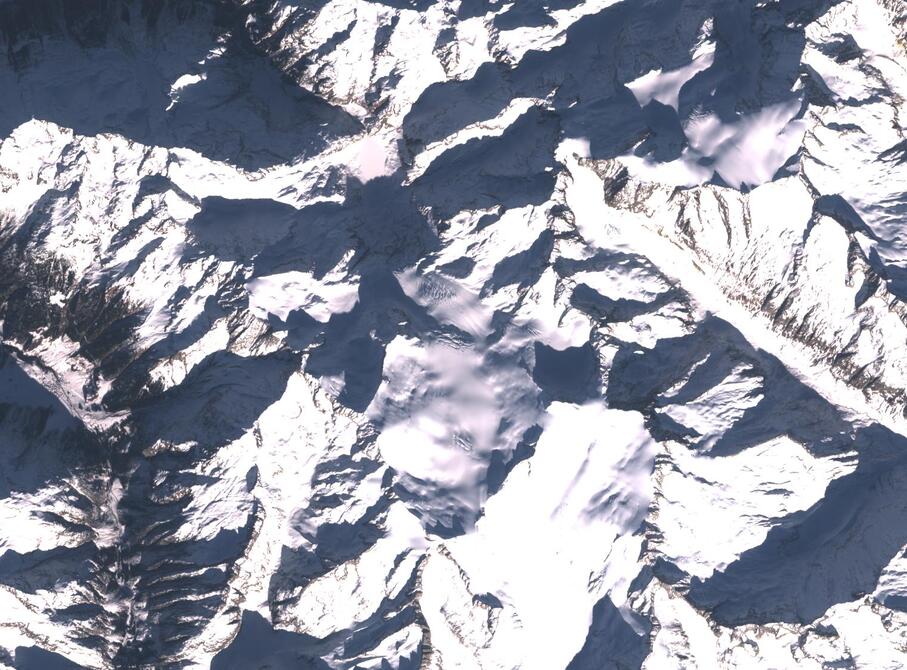 Aerial view of Rhone Glacier