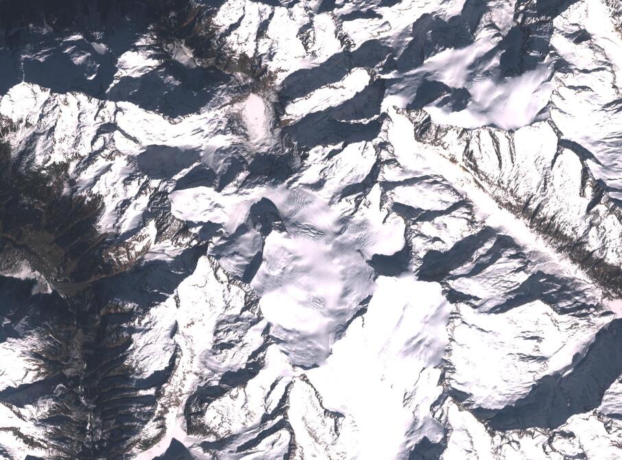 Aerial view of Rhone Glacier