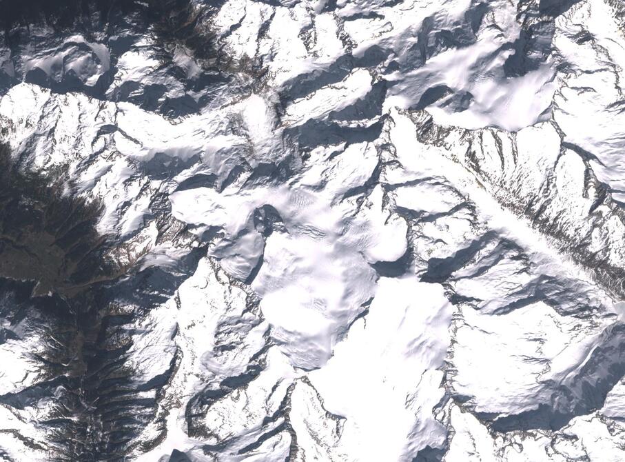 Aerial view of Rhone Glacier