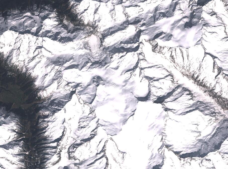 Aerial view of Rhone Glacier