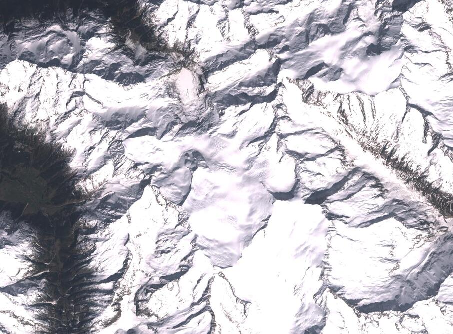 Aerial view of Rhone Glacier