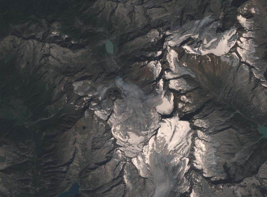 Aerial view of Rhone Glacier