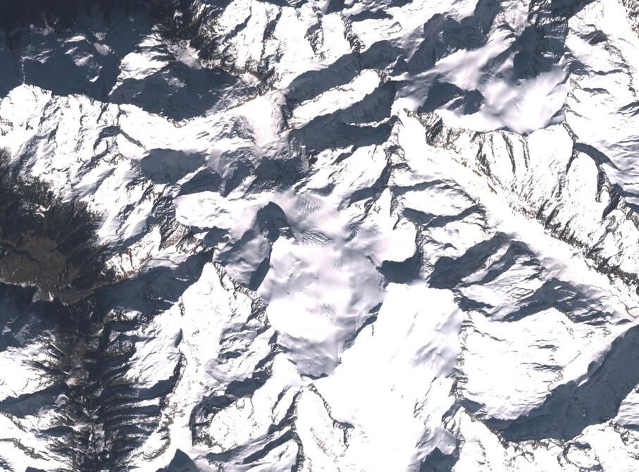 Aerial view of Rhone Glacier