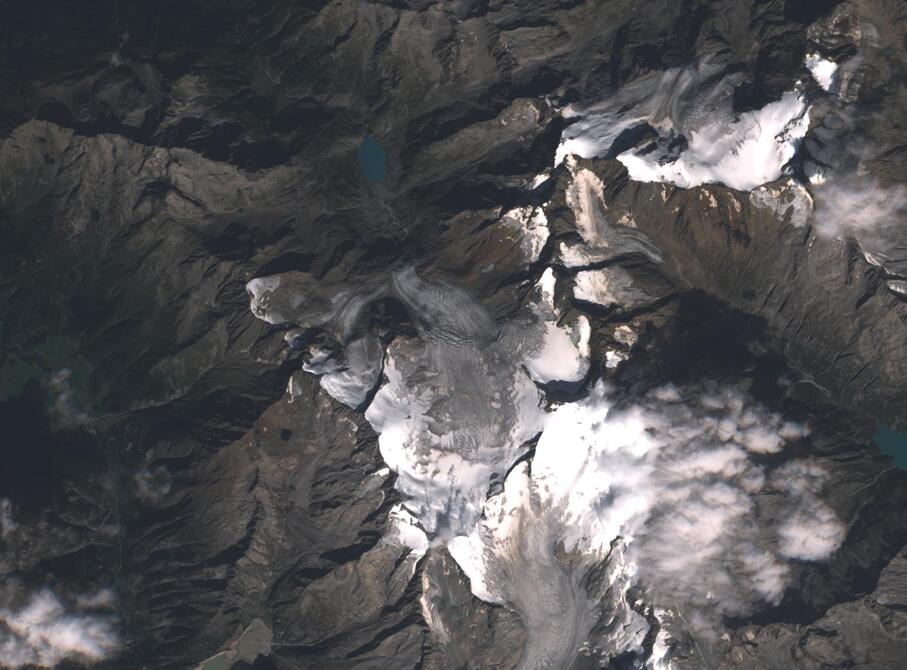Aerial view of Rhone Glacier