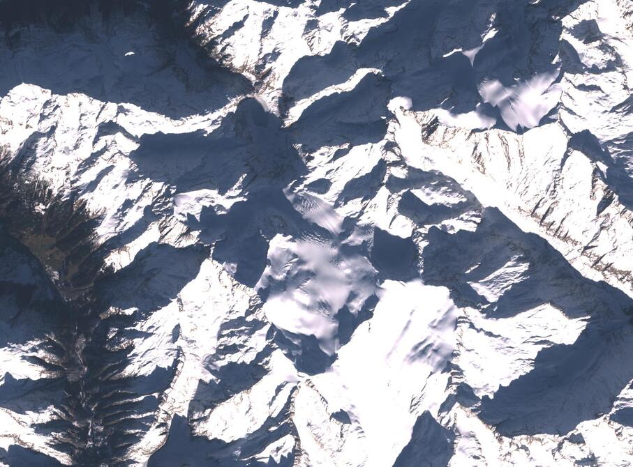 Aerial view of Rhone Glacier