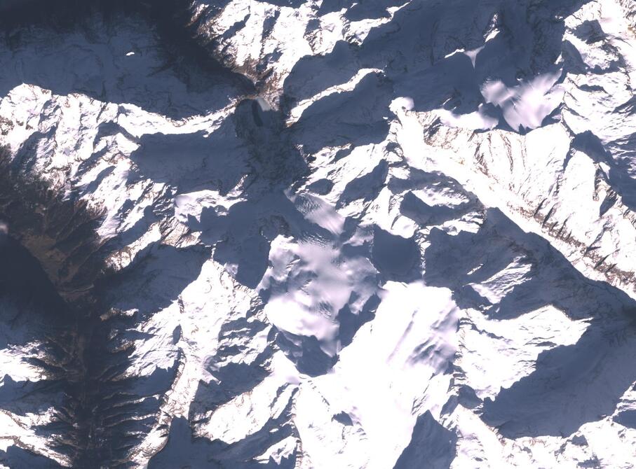 Aerial view of Rhone Glacier