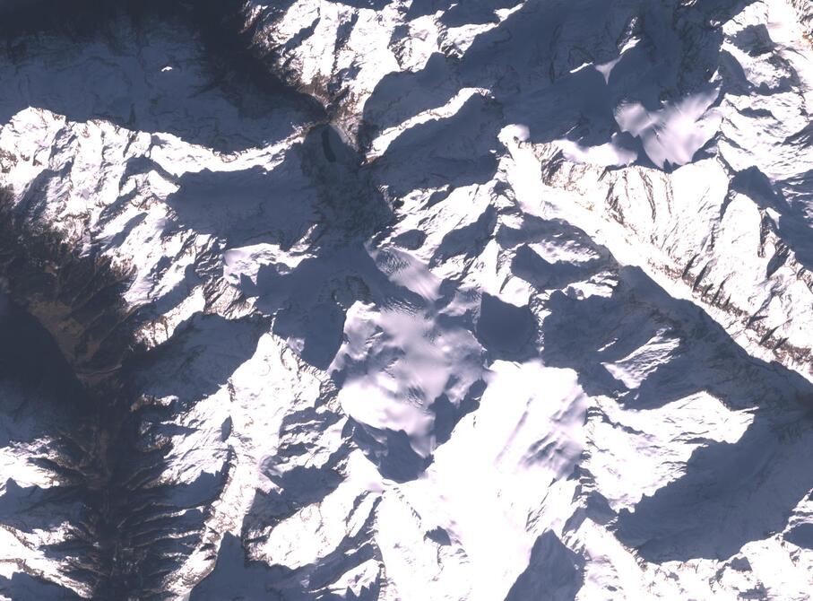 Aerial view of Rhone Glacier