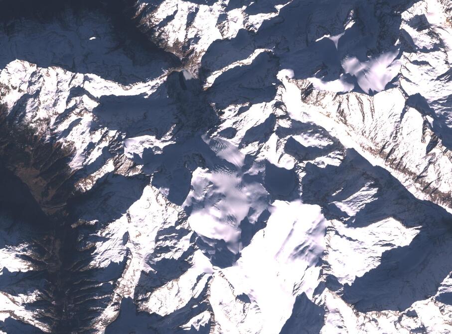 Aerial view of Rhone Glacier