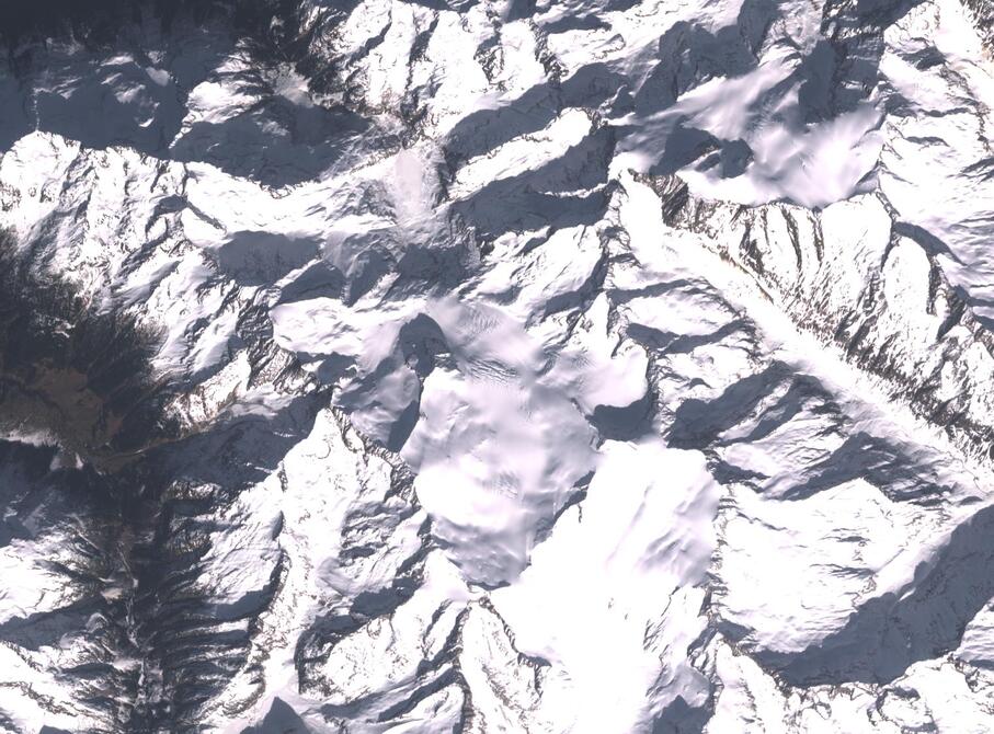 Aerial view of Rhone Glacier
