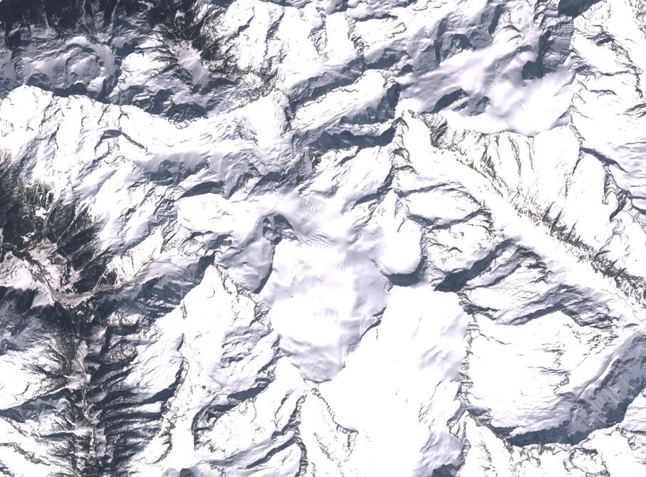 Aerial view of Rhone Glacier