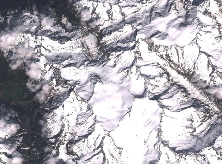 Aerial view of Rhone Glacier