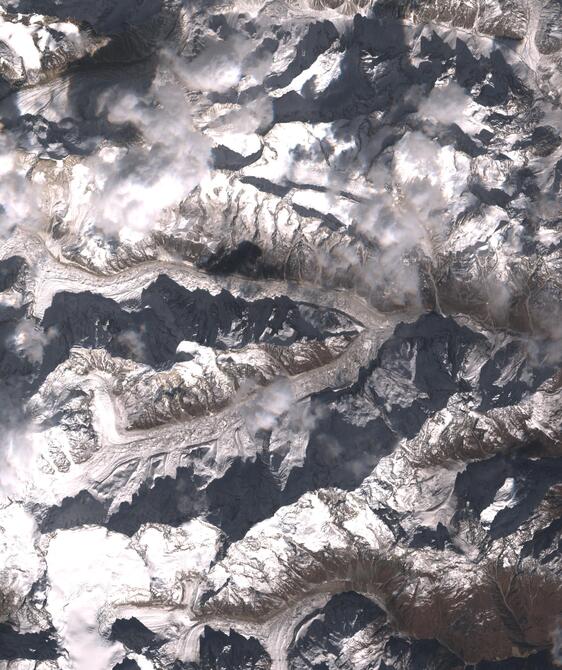 Aerial view of Satopanth Glacier