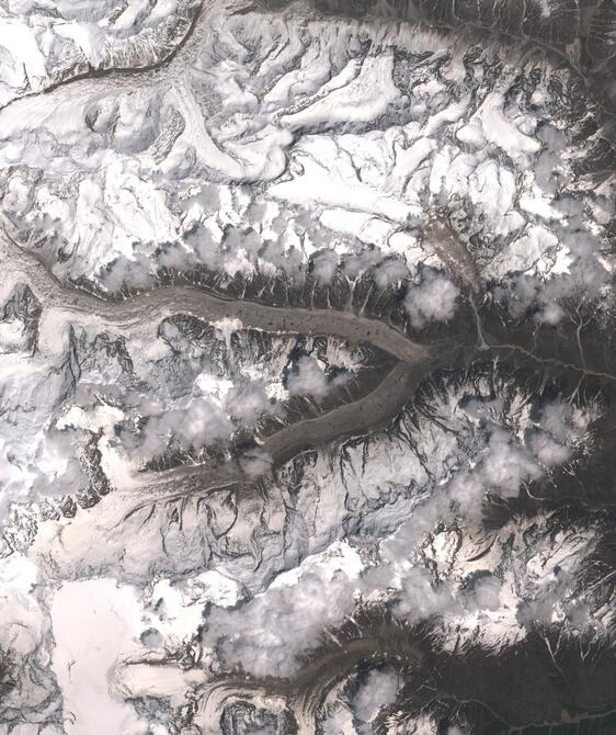 Aerial view of Satopanth Glacier