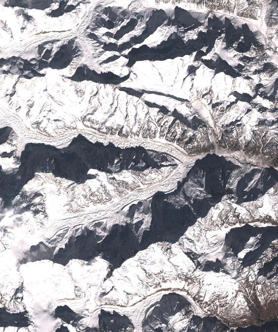 Aerial view of Satopanth Glacier