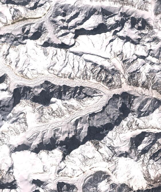 Aerial view of Satopanth Glacier