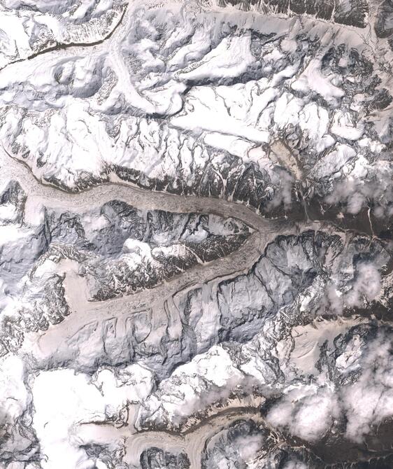Aerial view of Satopanth Glacier