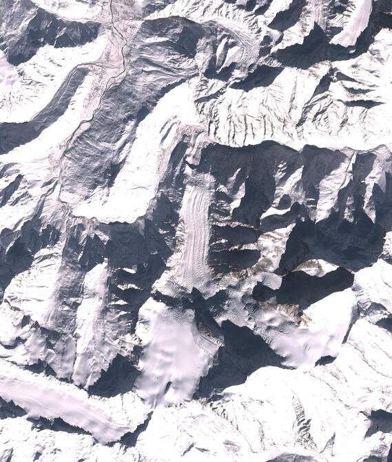 Aerial view of Shafat Glacier