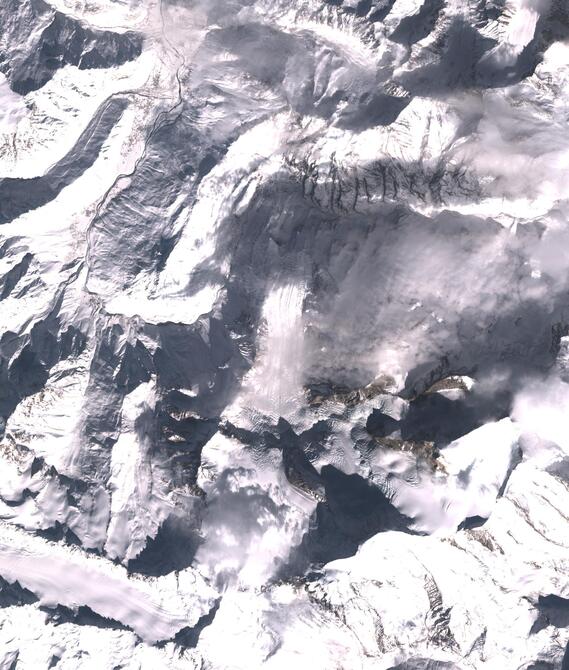 Aerial view of Shafat Glacier