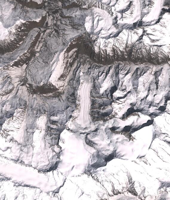 Aerial view of Shafat Glacier