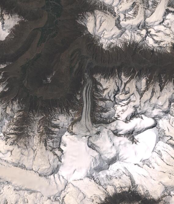 Aerial view of Shafat Glacier