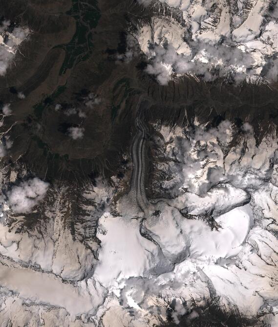 Aerial view of Shafat Glacier