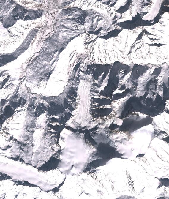 Aerial view of Shafat Glacier