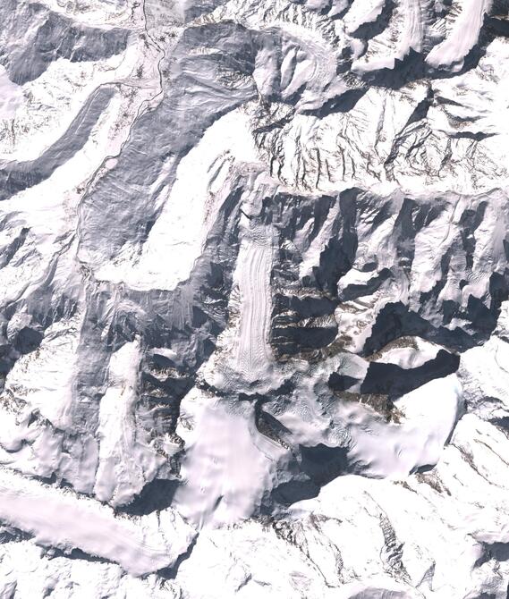 Aerial view of Shafat Glacier