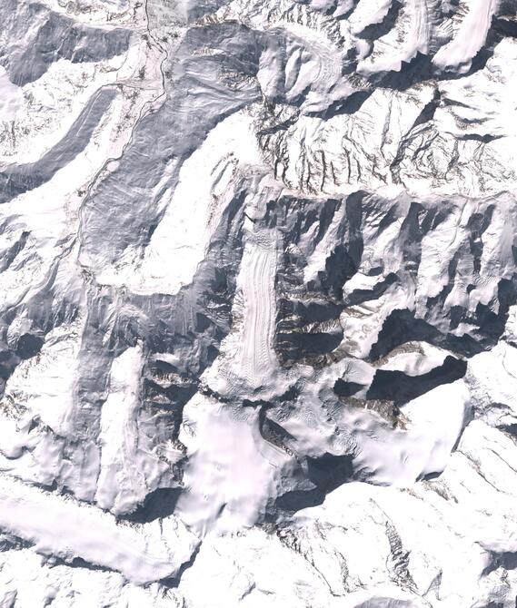 Aerial view of Shafat Glacier