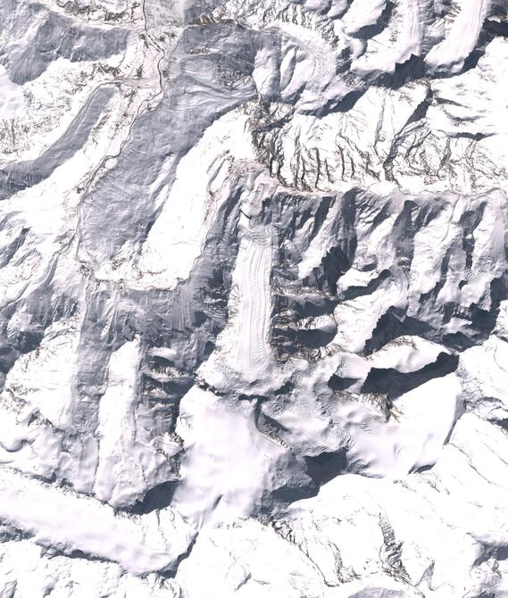 Aerial view of Shafat Glacier