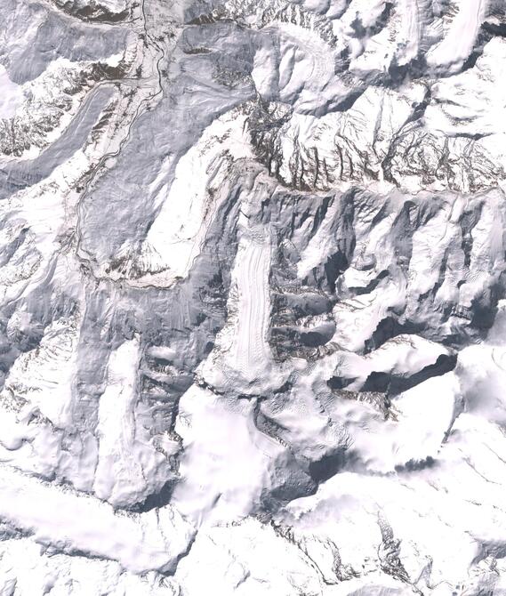 Aerial view of Shafat Glacier