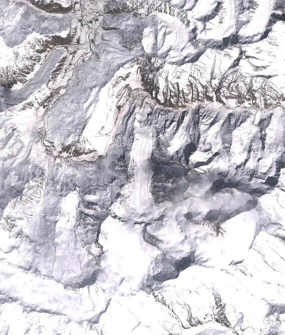 Aerial view of Shafat Glacier