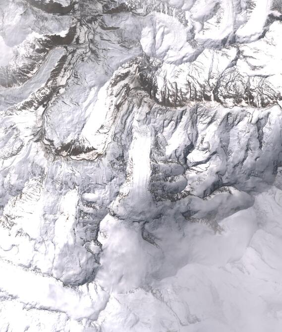 Aerial view of Shafat Glacier