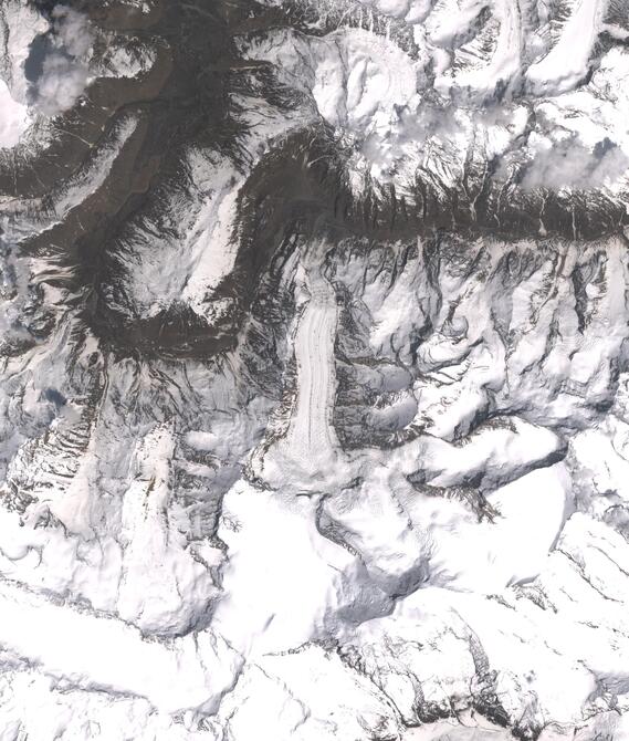 Aerial view of Shafat Glacier