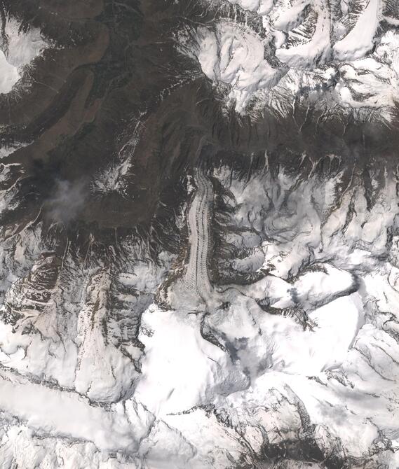 Aerial view of Shafat Glacier