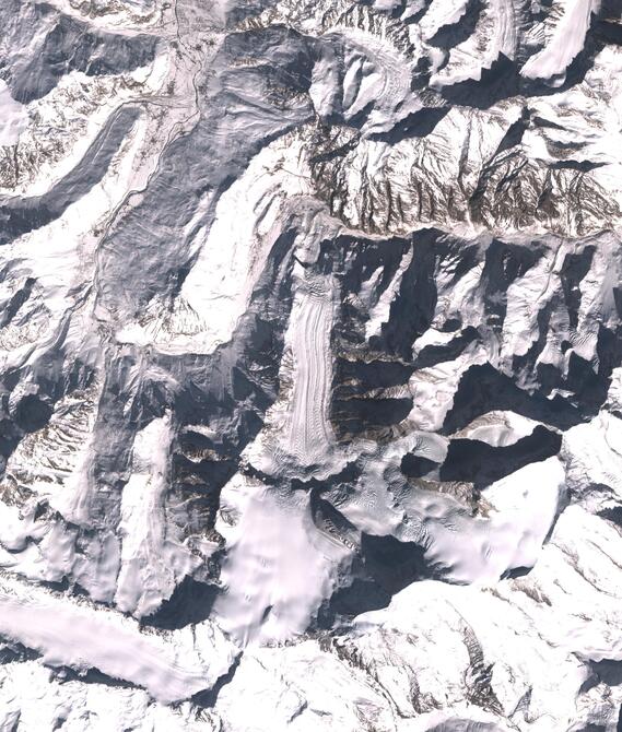 Aerial view of Shafat Glacier