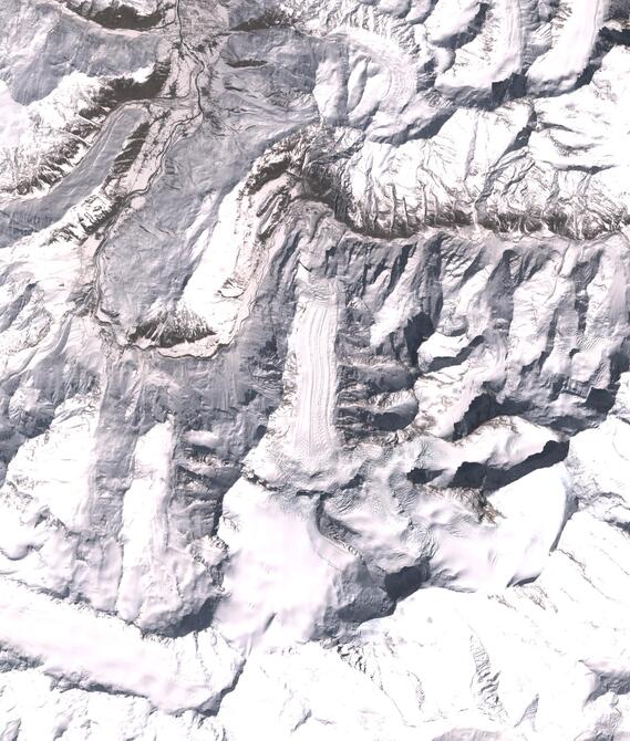 Aerial view of Shafat Glacier