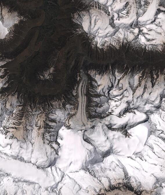 Aerial view of Shafat Glacier