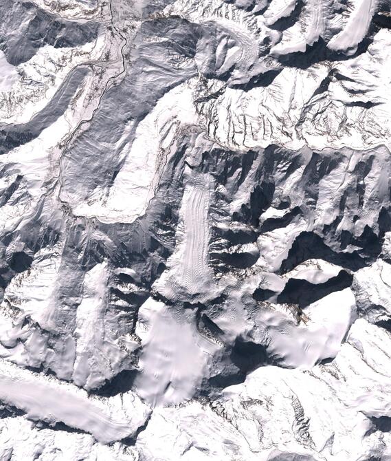 Aerial view of Shafat Glacier