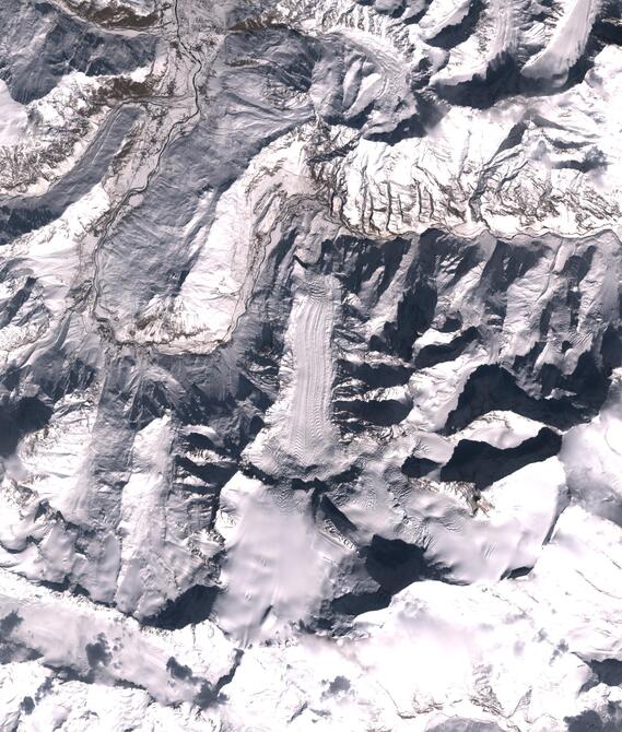 Aerial view of Shafat Glacier