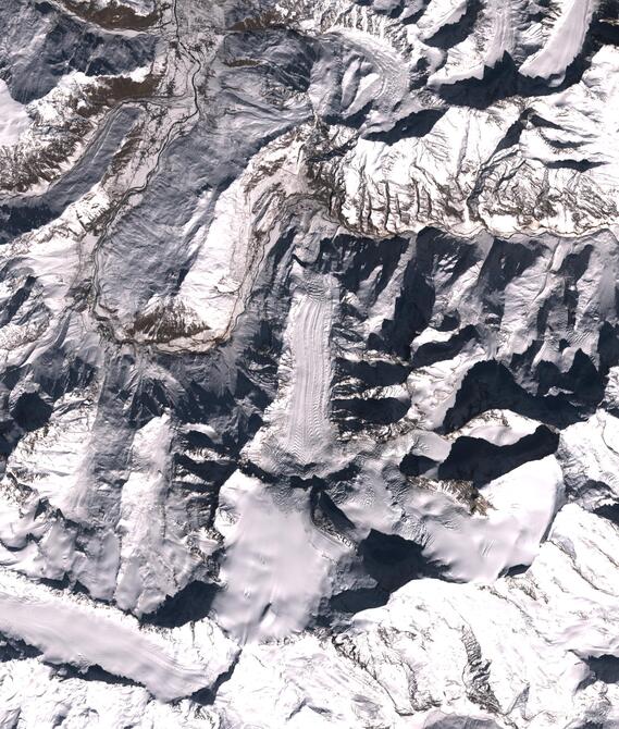 Aerial view of Shafat Glacier