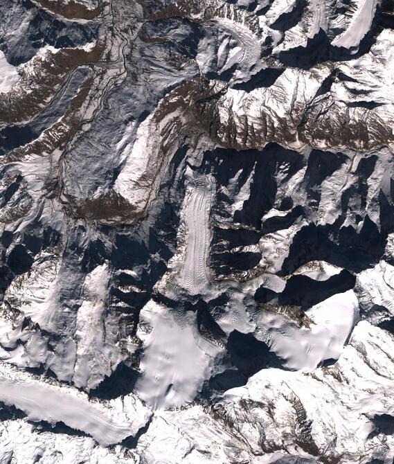 Aerial view of Shafat Glacier