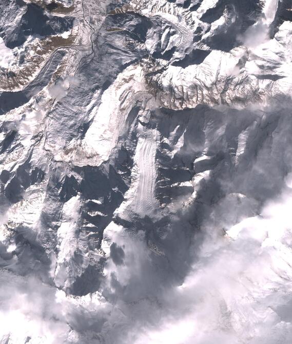 Aerial view of Shafat Glacier