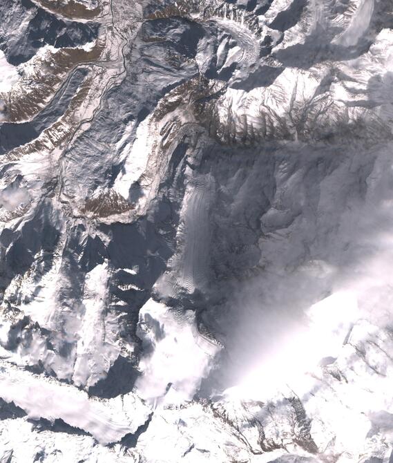 Aerial view of Shafat Glacier